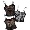image:imageMakeMeChic Womens Grunge Goth Top 3 Pack Punk Y2k Crop Spaghetti Strap Fitted CamisoleMulticolor