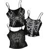 image:imageMakeMeChic Womens Grunge Goth Top 3 Pack Punk Y2k Crop Spaghetti Strap Fitted CamisoleMulticolor B