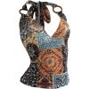 image:imageMakeMeChic Womens Halter Top Ring Linked Tie Backless Boho Bandana TopsMulticolor