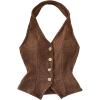 image:imageMakeMeChic Womens Halter Tops Fall Business Casual Sleeveless Open Back Going Out Tops Cowboy ChicBrown
