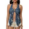 image:imageMakeMeChic Womens Halter Tops Paisley Print Tie Backless Metal Split Sleeveless Boho TankMulticolor