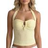 image:imageMakeMeChic Womens Halter Tops Sleeveless Backless Crop Summer Tank TopsYellow