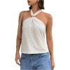 image:imageMakeMeChic Womens Halter Tops White Going Out Backless Cute Summer Criss Cross Classy Night Out TopsApricot