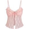image:imageMakeMeChic Womens Lace Camisole Top Ruffle Going Out Tops Floral Spaghetti Strap Y2k Crop TopsPink