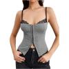 image:imageMakeMeChic Womens Lace Spaghetti Strap Camisole Top Sleeveless Split Summer Tank TopsGrey