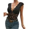 image:imageMakeMeChic Womens Lace Top Open Back V Neck Sexy Tank Tops Summer Going Out TopsBlack B