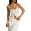 image:imageMakeMeChic Womens Lace Trim Camisole Button Front Sleeveless Going Out TopsWhite