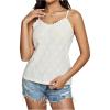 image:imageMakeMeChic Womens Lace Trim Camisole Spaghetti Strap Eyelet Embroidery Sleeveless Cami TopsBeige