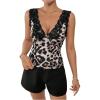 image:imageMakeMeChic Womens Leopard Print V Neck Cami Top Sleeveless Backless Fitted Tank TopsMulticolor