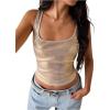 image:imageMakeMeChic Womens Metallic Square Neck Crop Tops Y2k Sleeveless Fitted Party Rave TopGold