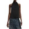 image:imageMakeMeChic Womens Open Back Halter Tops Sleeveless Y2K Party Tank Tops with ScarfBlack