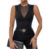 image:imageMakeMeChic Womens Party Club Sparkly Mesh Tank Tops Sleeveless Ruffle Crew Neck Fitted ShirtsBlack