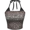 image:imageMakeMeChic Womens Pink Y2K Tops Cheetah Print Halter Rhinestone Tie Backless Summer Crop TopsBrown