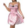 image:imageMakeMeChic Womens Plus Size Cami Dresses Nightgown Heart Print Lace Cut Out Satin Sleep Dress NightwearPink