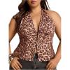 image:imageMakeMeChic Womens Plus Size Cheetah Print Halter Top Sleeveless Y2K Summer Going Out TopsMulticolor