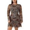 image:imageMakeMeChic Womens Plus Size Cocktail Dress Summer Leopard Print Dress Party Bell Sleeve Y2K Backless Going Out Mini DressesBrown