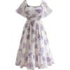 image:imageMakeMeChic Womens Plus Size Dress Floral Square Neck Short Sleeve A Line Shirred Boho Maxi DressesPurple