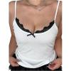 image:imageMakeMeChic Womens Plus Size Floral Lace Bow Top Spaghetti Strap Rib Knit Y2k Tank TopsWhite