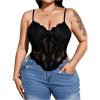 image:imageMakeMeChic Womens Plus Size Lace Corset Tops Going Out Sexy Spaghetti Strap Bustier Crop TopsBlack