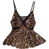 image:imageMakeMeChic Womens Plus Size Mesh Lace Leopard Print Cami V Neck Ruffle Hem Shirred Y2k TopsMulticolor