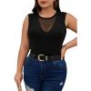 image:imageMakeMeChic Womens Plus Size Mesh Sheer Sleeveless Tank Top Sexy Round Neck Summer Casual TopsBlack