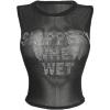 image:imageMakeMeChic Womens Plus Size Sparkly Tank Tops Mesh Sheer Crop Letter Sleeveless Y2k Going Out TopBlack