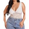 image:imageMakeMeChic Womens Plus Size Tank Top Floral Lace Deep V Neck Lettuce Trim Y2K Going Out TopsWhite