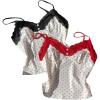 image:imageMakeMeChic Womens Polka Dots Lace Tank Top Spaghetti Strap Sleeveless 2 Pack Cami Crop TopsBlack and Red