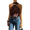 image:imageMakeMeChic Womens Polka Dots Open Back Halter Top Metal Decor Sleeveless Y2K Tank TopsBrown