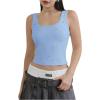 image:imageMakeMeChic Womens Rhinestone Sleeveless Y2k Crop Tank Top Sparkly Fitted Square Neck Top Summer Going Out TopsBlue