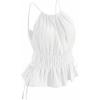 image:imageMakeMeChic Womens Ruched Halter Tops Drawstring Side Ruffle Workout Tank Top ShirtWhite