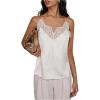 image:imageMakeMeChic Womens Satin Lace Camisole Top V Neck Sleeveless Going Out Party Tank TopsMulticolor