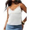 image:imageMakeMeChic Womens Satin Lace Camisole Top V Neck Sleeveless Going Out Party Tank TopsWhite