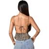 image:imageMakeMeChic Womens Satin Silk Cheetah Print Tank Top Tie Open Back Going Out Crop TopsBrown