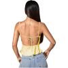 image:imageMakeMeChic Womens Satin Silk Cheetah Print Tank Top Tie Open Back Going Out Crop TopsYellow
