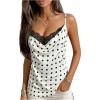 image:imageMakeMeChic Womens Satin Silk Lace Camisole Top Draped Front Spaghetti Strap Sleeveless Cami TopWhite