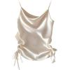 image:imageMakeMeChic Womens Satin Tops Ruched Tie Side Elegant Tank Tops Valentines Day OutfitApricot