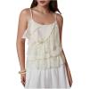 image:imageMakeMeChic Womens Sequin Camisole Tops Sparkly Ruffle Tiered Layer Asymmetrical Crop TopApricot