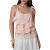 image:imageMakeMeChic Womens Sequin Camisole Tops Sparkly Ruffle Tiered Layer Asymmetrical Crop TopPink