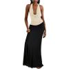 image:imageMakeMeChic Womens Sequin Cowl Neck Backless Halter TopApricot