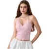 image:imageMakeMeChic Womens Sequin Halter Sparkly Top Y2k 3D Butterfly Crop Tops Glitter Cami TopsPink