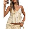 image:imageMakeMeChic Womens Sequin Halter Top Tie Open Back Y2K Club Sleeveless Babydoll TopsApricot