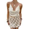 image:imageMakeMeChic Womens Sequin Halter Tops Open Back Crop Tank Top Draped Sleeveless Tie Back Club Going Out TopsApricot