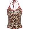 image:imageMakeMeChic Womens Sequin Halter Tops Sparkly Y2k Cheetah Print Tie Backless Tank Crop TopMulticolor