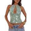 image:imageMakeMeChic Womens Sequin Open Back Halter Top Sparkly Cut Out Party Club Crop TopsLight Green