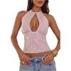 image:imageMakeMeChic Womens Sequin Open Back Halter Top Sparkly Cut Out Party Club Crop TopsPink