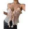 image:imageMakeMeChic Womens Sequin Sparkly V Neck Cami Tops Tie Front Ruffle Party Tank Crop TopsPink