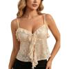 image:imageMakeMeChic Womens Sequin Tops Sparkly Ruffle Spaghetti Strap Camisole Sleeveless Tops ClubwearApricot