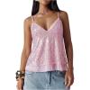 image:imageMakeMeChic Womens Sequin V Neck Cami Top Sparkly Spaghetti Strap Y2k Party TopsLight Pink