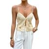 image:imageMakeMeChic Womens Sequin V Neck Camisole Sparkly Tie Front Split Sleeveless Summer TopsApricot